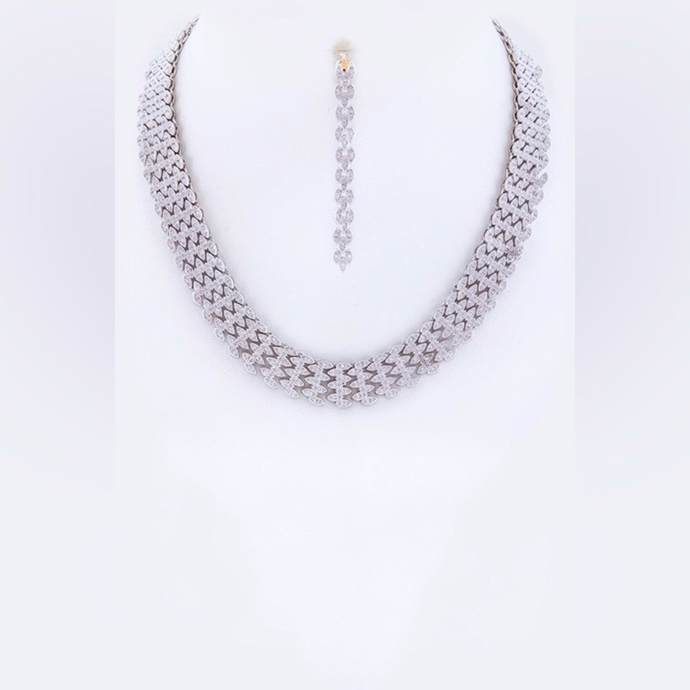 Cubic Zirconia Statement Necklace Set